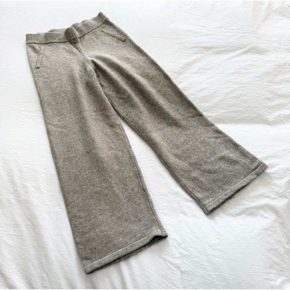 Heartloom Beige Knit Wide Leg Crop Lounge Pants XS Pull On - Picture 2 of 5